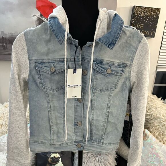 Wallflower Denim and Gray Hooded Jacket - Picture 2 of 6